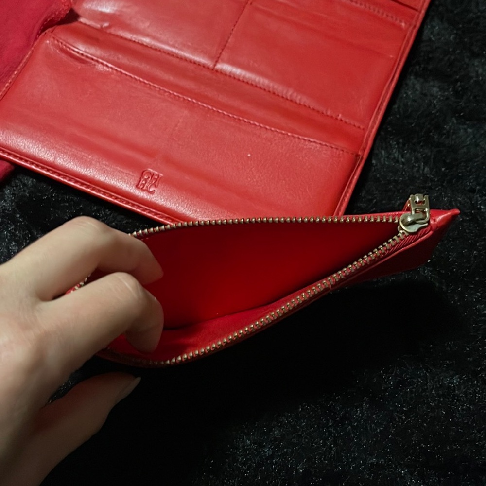Carolina Herrera Red Trifold Wallet with Tassel - Picture 7 of 9